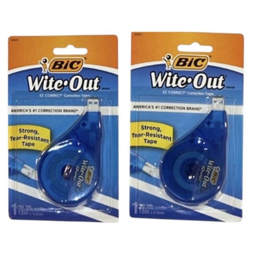 2x BIC Wite-Out EZ Correct Correction Tape 39.3ft x 1/6" Blue